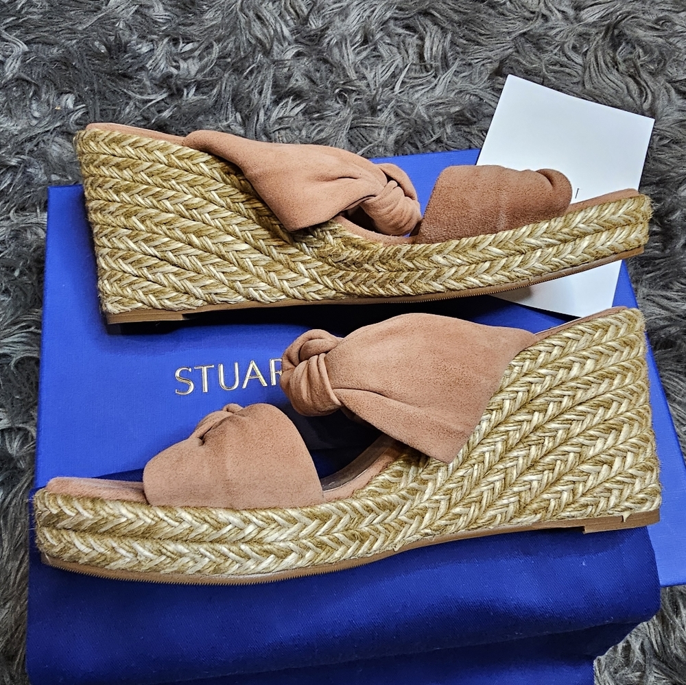 NIB Stuart Weitzman Sarina Knotted Suede Wedge Espadrilles sz. 9